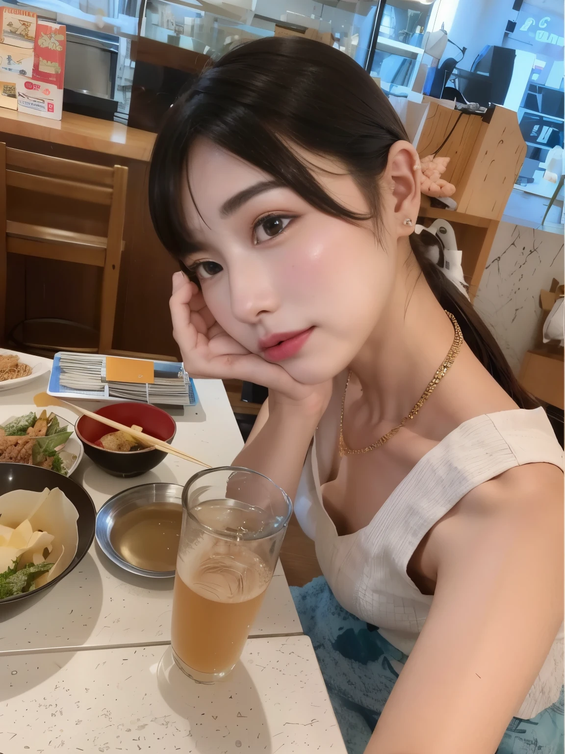 There is a woman bringon samall bowl  of noodle, 奈良美智, chiho, Kimi Takemura, 19-year-old girl, shikamimi, tzuyu from twice, sakimichan, Ayami, deayami kojima, 🚿🗝📝, Chiho Ashima