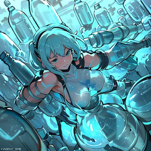 A liquid glass girl who serves an extremely unstable anti-gravity bottle armor.、condensation、Frost、Amazing dynamism、Amazing Angle、Unstable buoyancy sandstorm、((((((Many friendly bottles closely fused and chased each other))))))、((((eroding and tickling each other&#39;jar of))))、