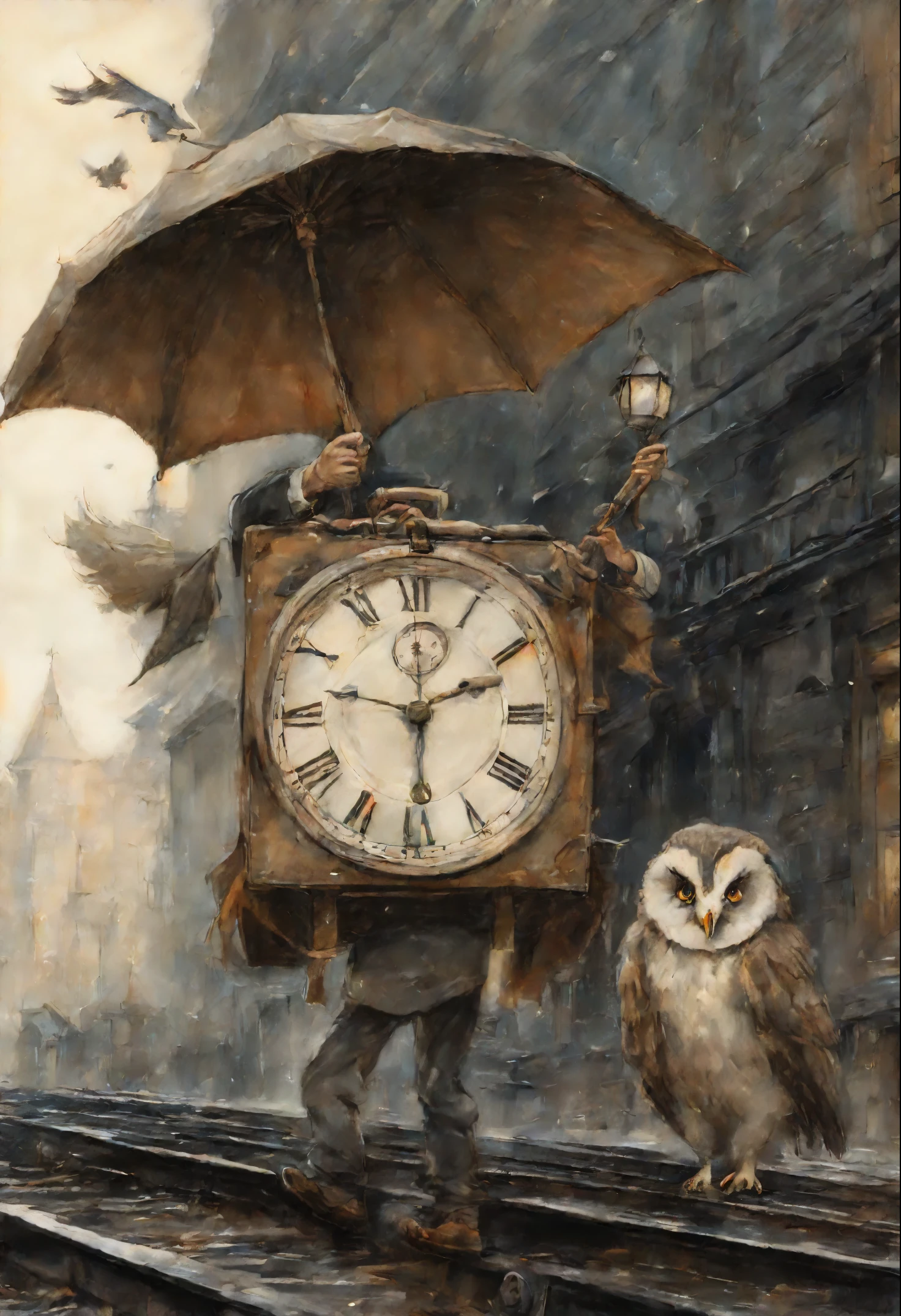 真实感, a painting, Fantastic tale, Christmas style, John Tolkien style, Small painting by Jean-Baptiste Monge, ,Anime style,Makoto Shinkai, Harry did his best to, so as not to panic. According to the big vocal clock, he had ten minutes left to do so, to take the train to Hogwarts, someone once said "trying to forget means constantly remembering" And I don't want to forget, I want to remember. but he had no idea, how can he do this. He stood in the middle of the platform with a huge suitcase, which could hardly be lifted off the ground, with pockets, full of magic money, and with a cage, where the big owl sat ,New Year's decorations.((scary decoration))(((tmasterpiece))), ((The best quality at its best)), ((intricate detials)), ((hyper realisitc))(8K), Jean-Baptiste Monge, anthropomorphic --ar 2:3 --testp -optimistic; Straight hair, panorama,