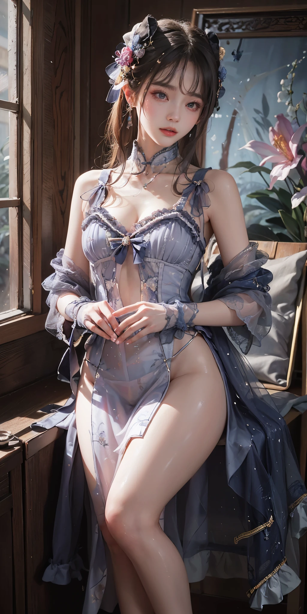 Best quality at best, 超A high resolution, (realisticlying:1.4), tmasterpiece, A high resolution, Original, very detailed wallpaper, 1 girl, Alone, (bjyx, bjyx \(True Chinese dream\)), full bodyesbian,