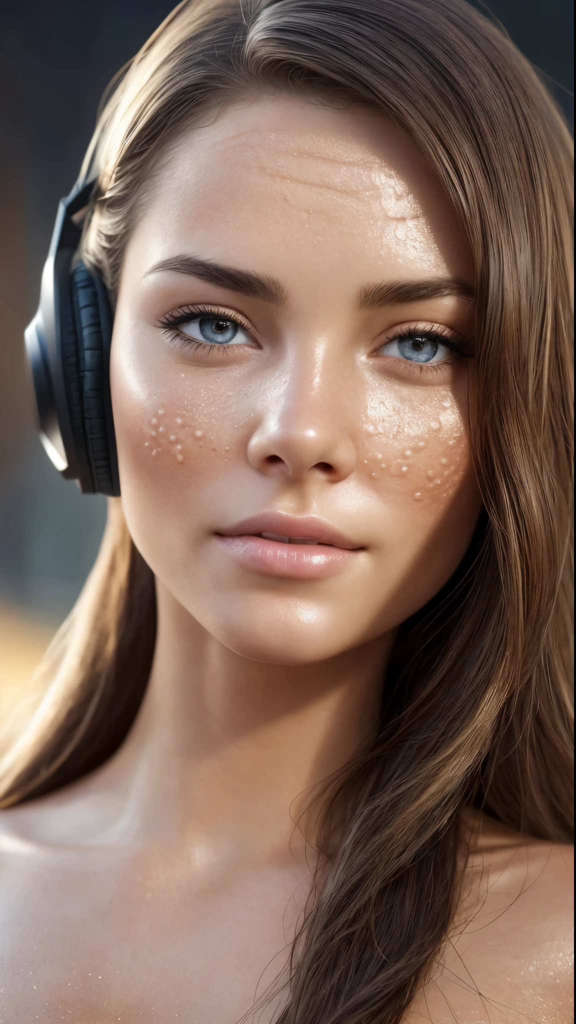 dressed, (photo realistic:1.4), (hyper realistic:1.4), (realistic:1.3), (smoother lighting:1.05), (increase cinematic lighting quality:0.9), 32K, 1girl,20yo girl, realistic lighting, backlighting, light on face, ray trace, (brightening light:1.2), (Increase quality:1.4), (best quality real texture skin:1.4), finely detailed eyes, finely detailed face, finely quality eyes, (tired and sleepy and satisfied:0.0), face closeup, t-shirts with headphones, (Increase body line mood:1.1), (Increase skin texture beauty:1.1)