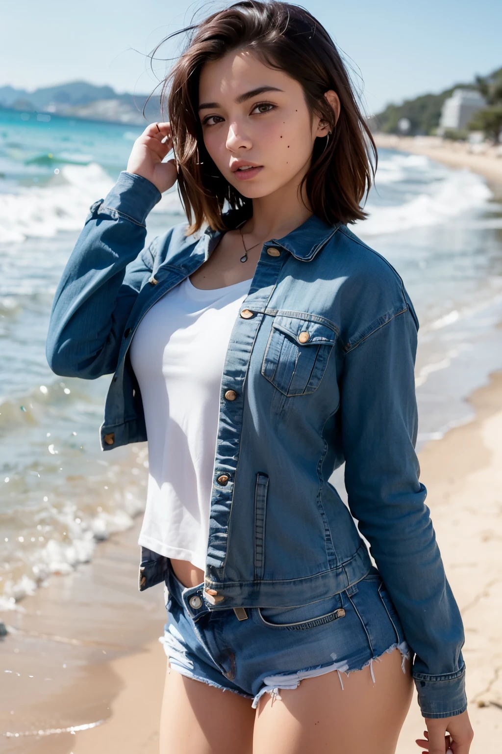 (8k, RAW photo, best quality:1.2, masterpiece:1.2), High detail RAW color photo, professional photograph, cowboyshot, (realistic, photo realistic:1.37),
1girl, cinematic light, (finerly detailed face:1.2), (kind smile), (looking at viewer:1.2), kpop idol, casual wear,
(flatchest:1.05)