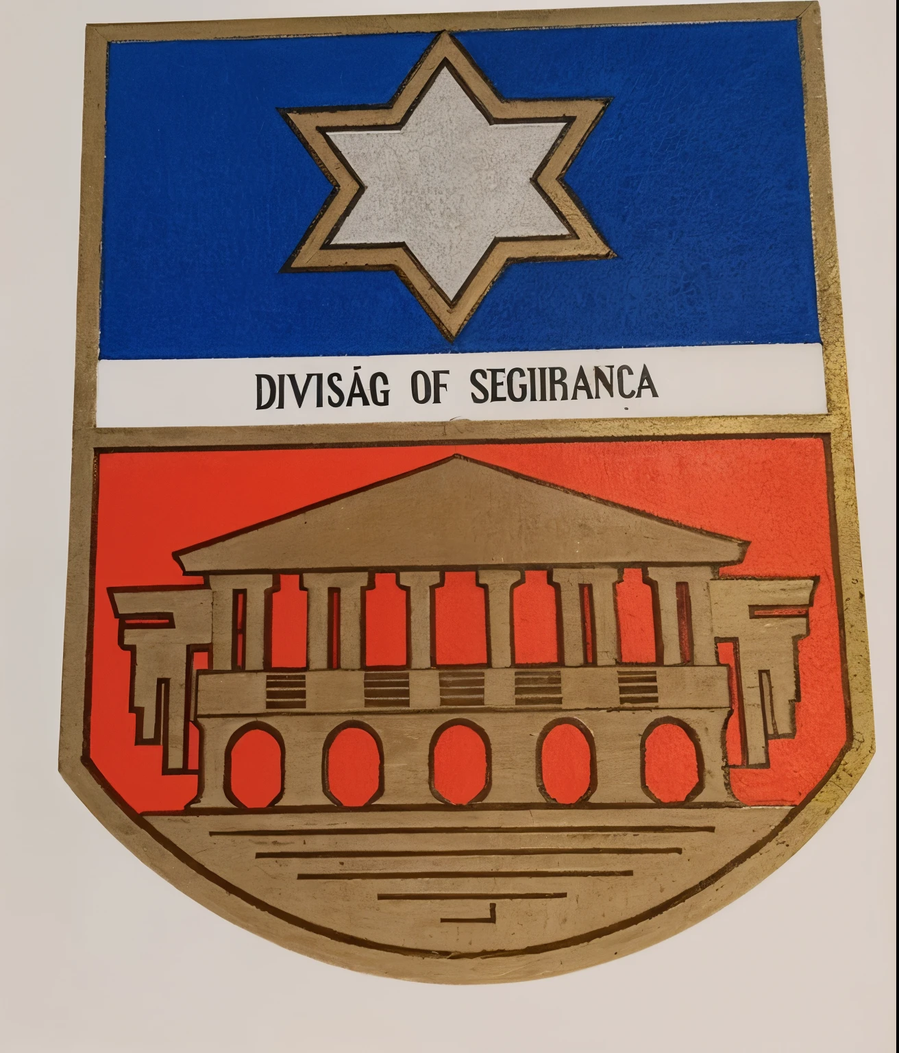 Coat of arms in the center, cores calmas, moderno, ambiente de trabalho