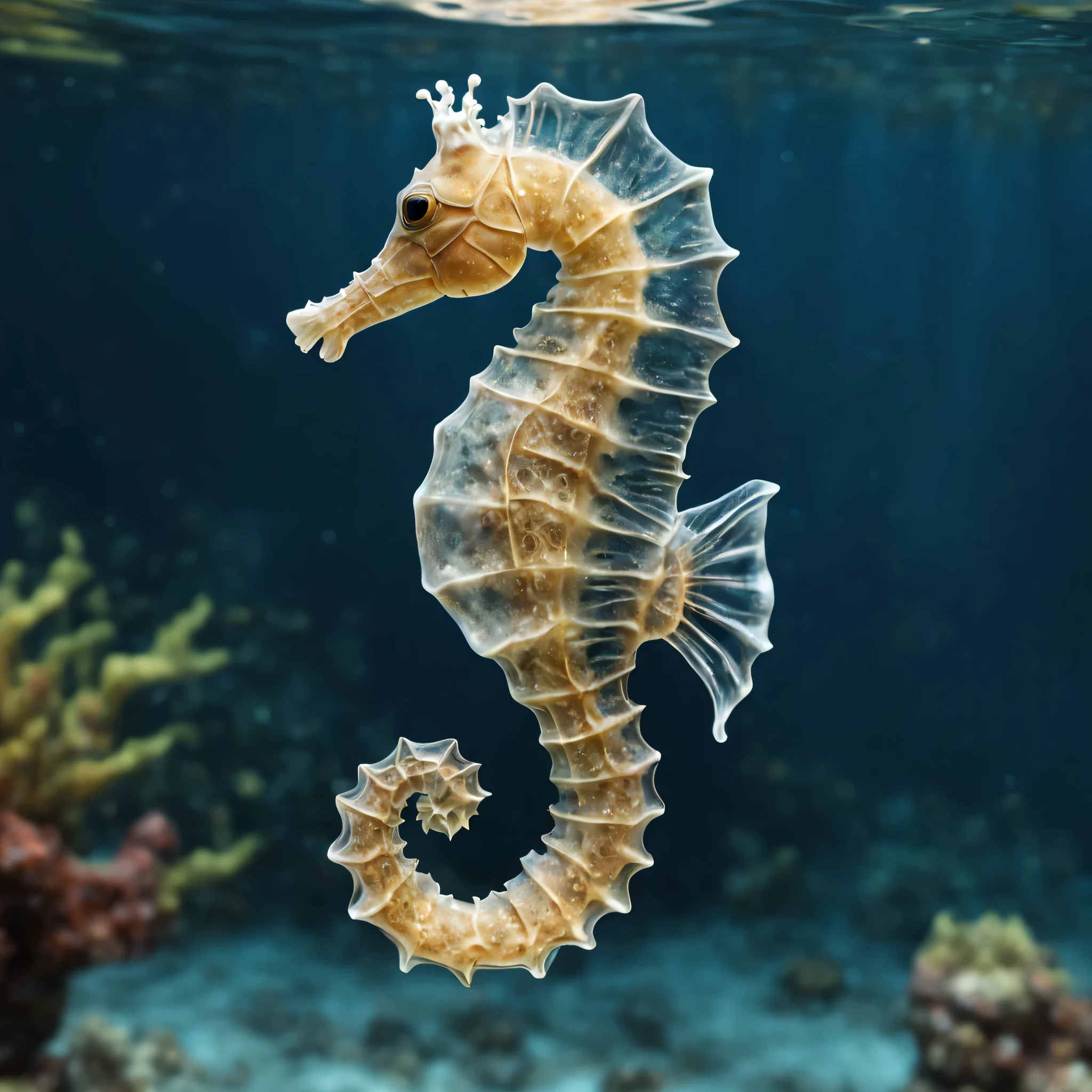 6+ seahorse, of the highest quality, clear water, photographrealistic