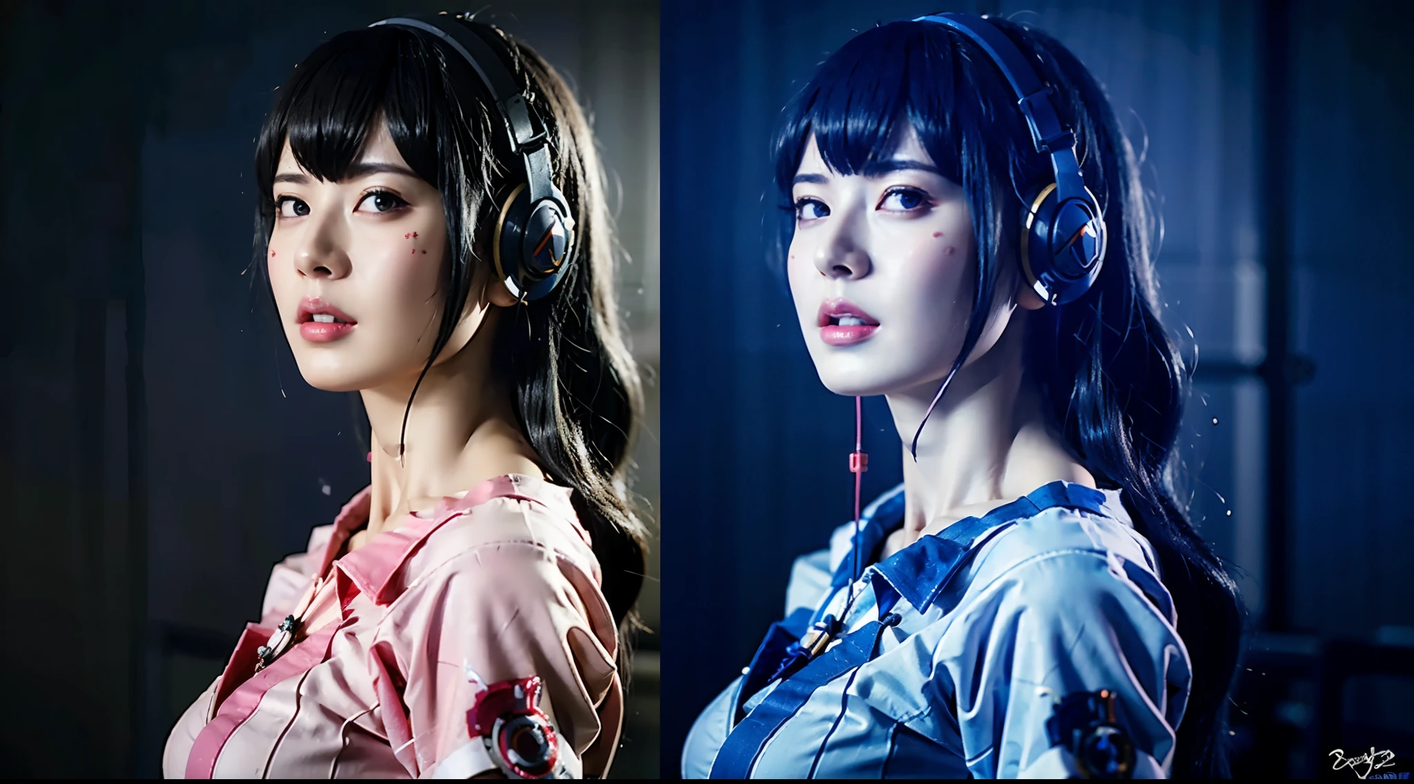 dressed, (photo realistic:1.4), (hyper realistic:1.4), (realistic:1.3), (smoother lighting:1.05), (increase cinematic lighting quality:0.9), 32K, 1girl,20yo girl, realistic lighting, backlighting, light on the face, ray trace, (brightening light:1.2), (Increase quality:1.4), (best quality real texture skin:1.4), finely detailed eyes, finely detailed face, finely quality eyes, (tired and sleepy and satisfied:0.0), face closeup, t-shirt with headphones, (Increase body line mood:1.1), (Increase skin texture beauty:1.1)