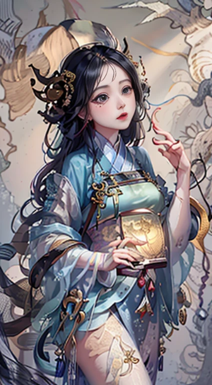 (masterpiece, top quality, best quality, official art, beautiful and aesthetic:1.2), (1girl:1.3), extremely detailed,(fractal art:1.1),(colorful:1.1),highest detailed,(zentangle:1.2), (dynamic pose), (abstract background:1.5), (japanese dress:1.2), (shiny skin), (many colors:1.4), ,(earrings:1.4), --auto