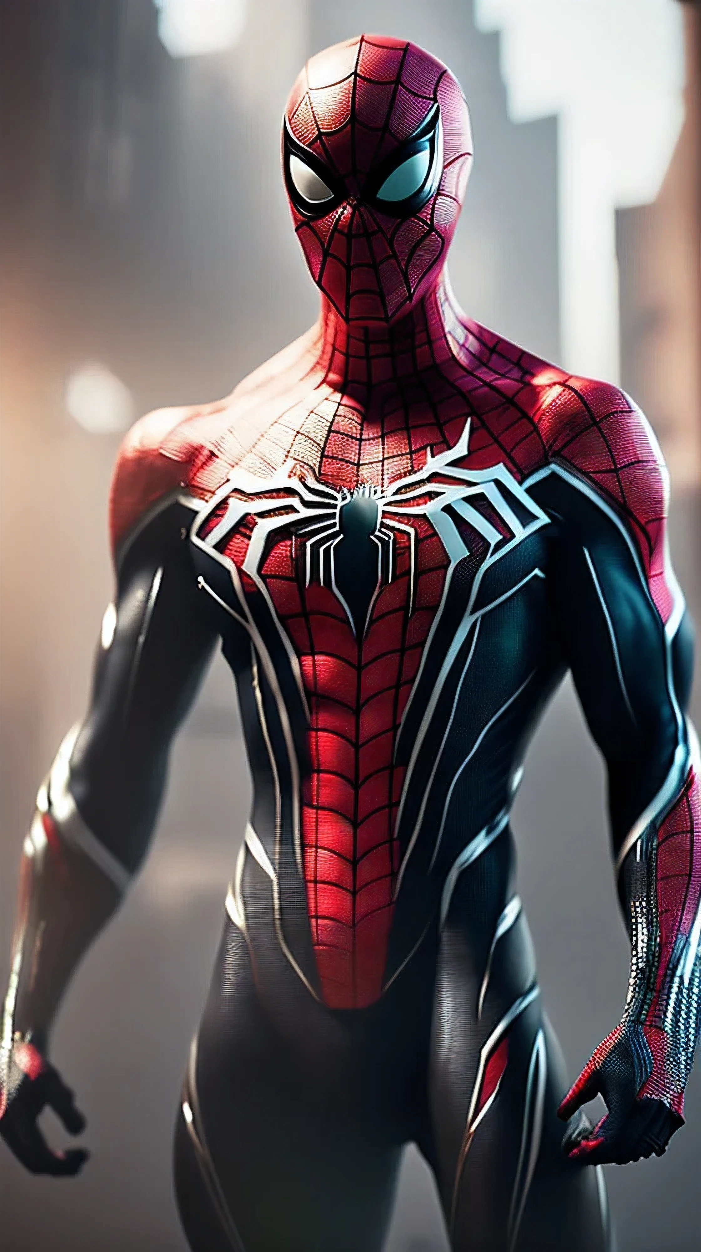 (8k, RAW photo, best quality, masterpiece: 1.2), ultra detailed, official art, photo-realistic: 1.37, spider man, black suit, spider in the center of your chest in white, organic looking clothing, gooey testura, symbiote, art, PS5 cinematic screenshot, highly detailed and detailed cinematic rendering, ultra photorealistic raytricing, with cinematic lightingaction pose