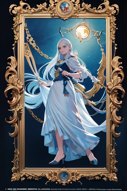 A card of tarot d&#39;a magnifique pure guerrière elf, Magie fractale, illustration dans le style de Travis Charest, line d&#39;encre, poster, Model Elle Fanning, CGsociety, Art fantastique, Detailed illustration, mystique, A chef-d&#39;œuvre botanique, Detailed, hyper-realistic, Elements of symbolism and surrealism, Conception complexe, Intertwined, beautiful woman, fleur, cake.
