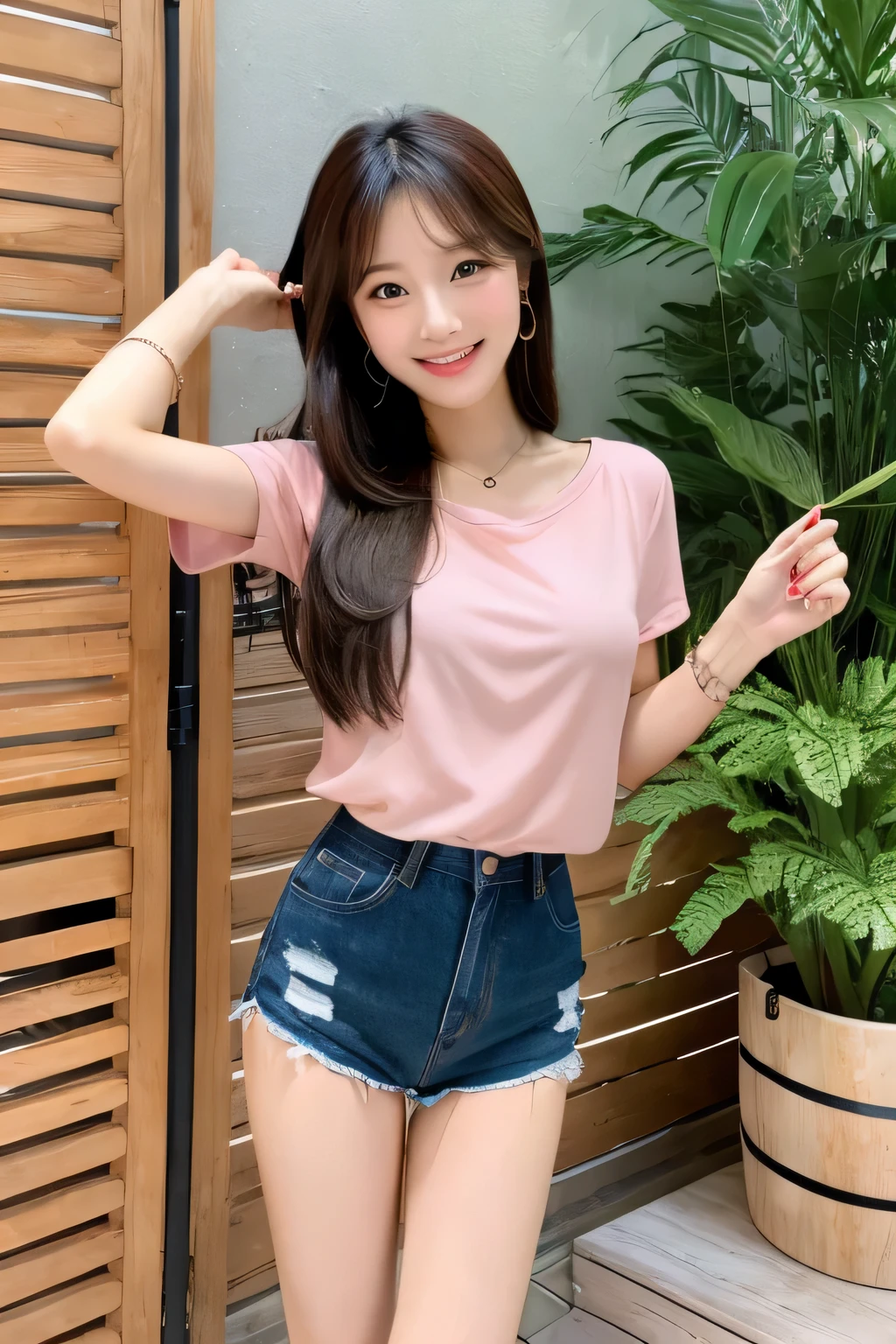 a beauty girl、top-quality、Legs open、Bra and shorts