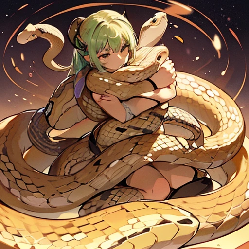 A snake-penetrating girl who serves snakes、Amazing dynamism、Amazing Angle、A sandstorm with overwhelming suction power、((((Many friendly snakes are floating closely and hugging each other))))、((surround each other'snake))