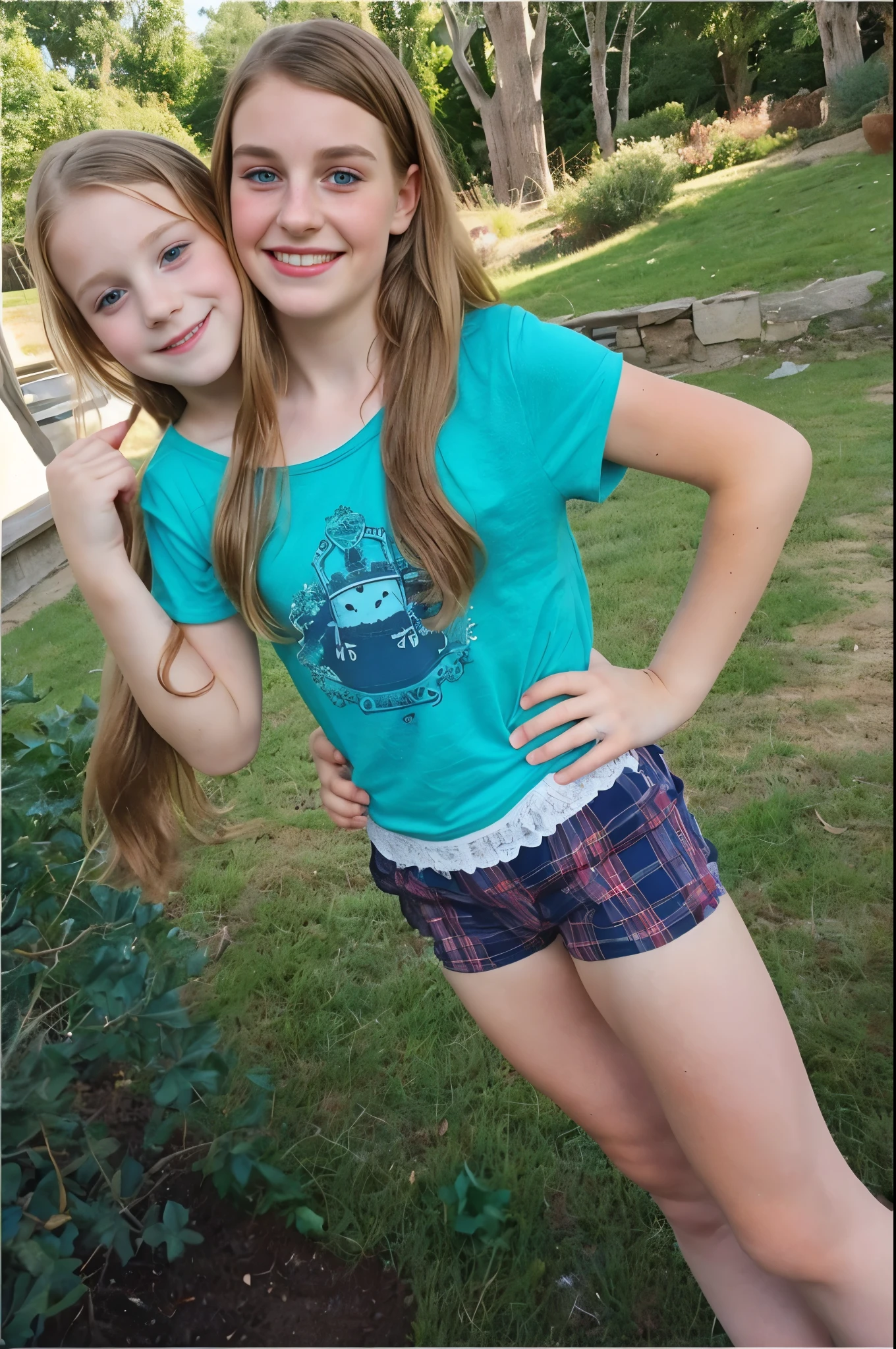 2heads, two headed girl, (a 7  and a 25 year old woman:1.5), (a redhead and a blonde:1.3)