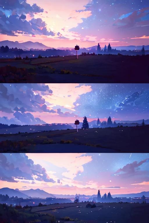 paysage, 夏天, Nuit, woods, Campfire in the same place, uninhabited, personne, starry night sky, HD detail, Ultra Detail, film, hyper realism, Soft Light, Deep Focus Bokeh, Ray Tracing, hyper realism. , Art Station pixiv Gwise, Makoto Shinkai, Art Germ
