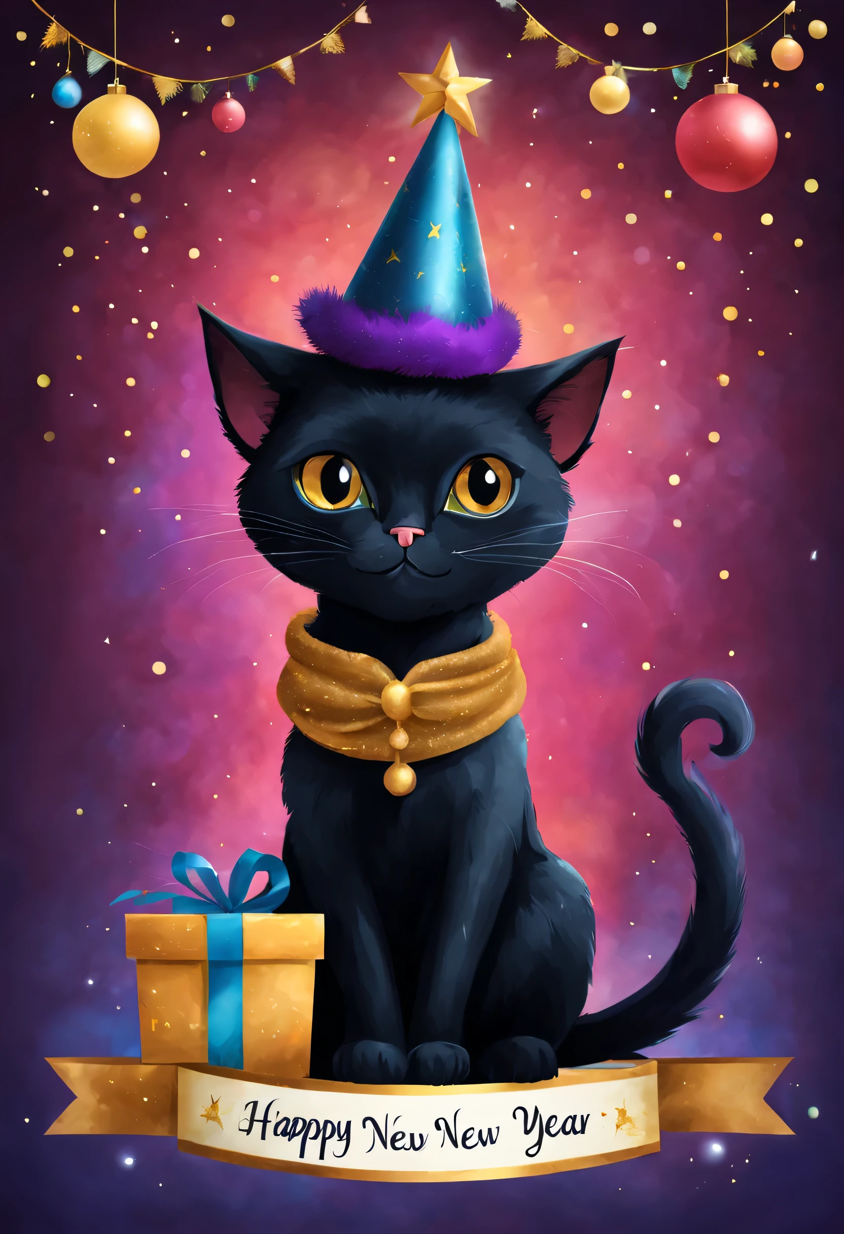 happy new year black cat