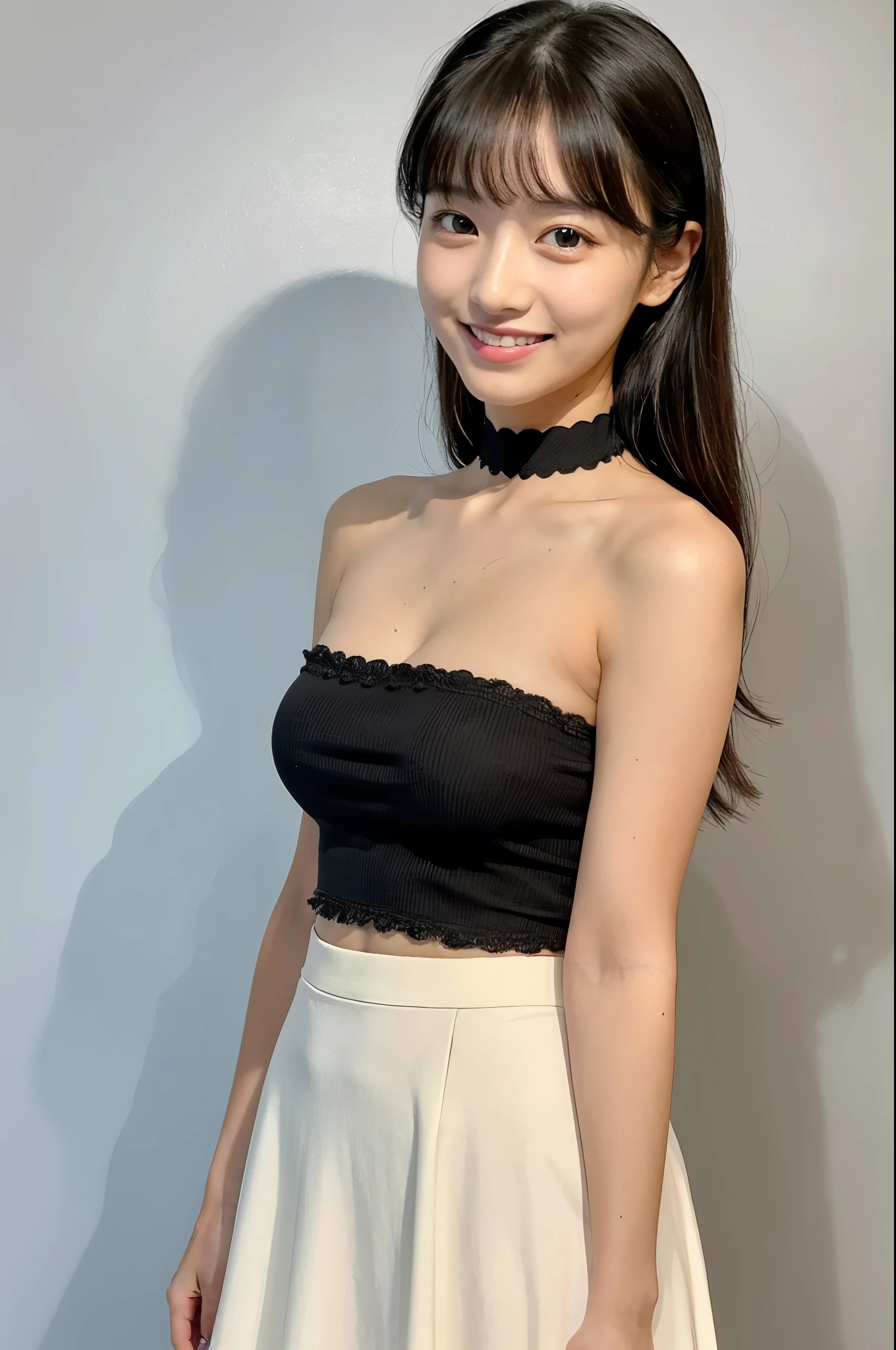 Close-up photo of a woman、The most beautiful Japan girls、(8-year-oldの女の子:1.5)、(8-year-old)、Laughter、double eyelid、Droopy eyes、Fine-grained、Beautiful Eyes、Cute eyes、bangs、Black Hair、short hair、(Knitted tube top:1.5)、((Underbab:1.8))、((Lift your chest with both hands:1.8))、(Micro Tight Skirt:1.5)、Super short skirt、Super cute idol face、(younger sister:1.0)、thin、Small shoulders、thin腕、Flat stomach、thin、(belly button、おbelly button)、Waistline、Small Ass、(Groin muscles:1.0)、(Slim figure)、(Flat Chest:1.3)、(RAW Photos、Highest quality、masterpiece、Great quality、Ultra-high resolution、Genuine:1.1)、(Hotel、Hotelの一室、ラブHotel)、Tabletop、Highest quality、 8k、RAW Photos、Disorganized、Award-winning portraits、Digital SLR、Professional Lighting、Film Grain、chromatic aberration、