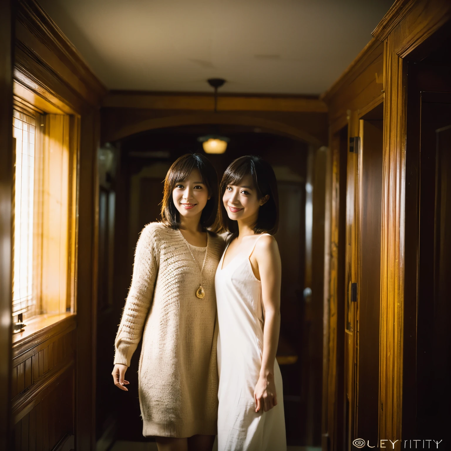 Best Quality,masutepiece,Ultra High Resolution,(Realisticity:1.4),Original,Cinematic lighting,
Identical twin sisters,Smile,Backlighting,ocean,