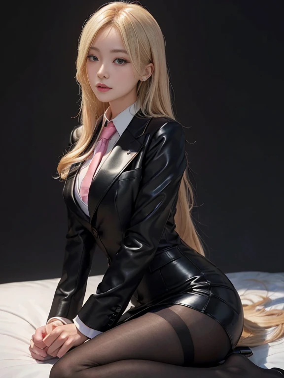 an beautiful,
(((tmasterpiece))), ((Best quality)), ((intricately details)), ((hyper realisitc)), Ridiculous resources, 摩洛解放阵线, Mature woman, (),Perspectives, The content is very detailed, lamplight, Perfect hands, detailed finger, 美丽细致lewd eyes, Long blonde hair, 棕色lewd eyes, CEO, (Professional Dress:1.2), Blazer in similar color scheme,Paired with thin lapel dress,Black leather pantyhose,Pink collar, ear nipple ring, livestock, detailedbackground, Bedrooms, 完美lewd eyes, lewd eyes, looking at viewert, seen from the side