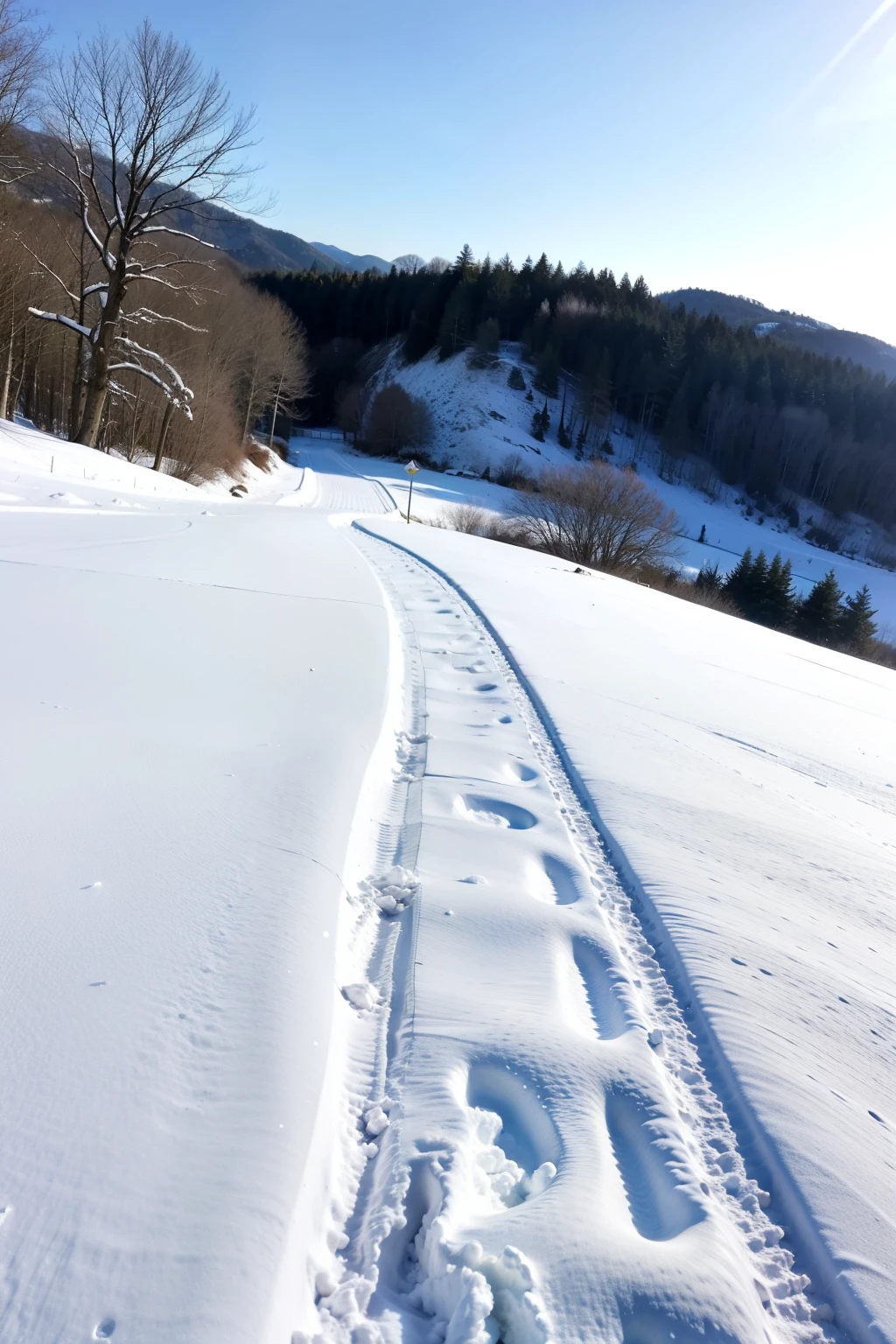 The top of the mountain is all white,Add a silver edge to the blue sky。On the hillside,The snow is thicker in some places,In some places the grass color is still exposed。