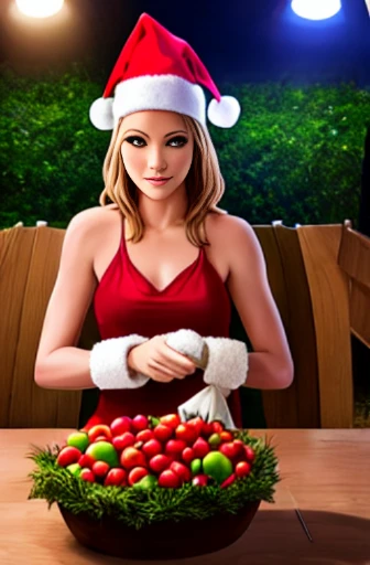 1girl, antlers, apple, bell, berry, blurry, branch, breasts, brown_hair, bush, candy_cane, christmas, christmas_lights, christmas_ornaments, christmas_tree, depth_of_field, fireplace, food, forest, fruit, garden, gift, gift_box, grapes, grass, green_eyes, holly, ivy, jungle, leaf, lips, long_hair, looking_at_viewer, medium_breasts, merry_christmas, moss, mushroom, nature, navel, nipples, ornament, overgrown, palm_tree, parted_lips, pine_tree, plant, potted_plant, realistic, reindeer_antlers, sack, santa_bikini, santa_costume, santa_hat, solo, tomato, tree, wreathmodern, 2000 years, studio quality, post-processing, massive scale, soft lighting, realistic, photorealism, photoshop, ultra realistic, Nikon D750, dslr, max detail, photoshop, photography, photorealism, dslr, post-processing, max detail, massive scale, soft lighting, studio lighting, 8k uhd, studio quality, realistic, photorealism, photography, photoshop, ultra realistic, detailed, houdini render, quixel megascans, unreal engine, portrait