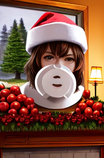 1girl, antlers, apple, bell, berry, blurry, branch, breasts, brown_hair, bush, candy_cane, christmas, christmas_lights, christmas_ornaments, christmas_tree, depth_of_field, fireplace, food, forest, fruit, garden, gift, gift_box, grapes, grass, green_eyes, holly, ivy, jungle, leaf, lips, long_hair, looking_at_viewer, medium_breasts, merry_christmas, moss, mushroom, nature, navel, nipples, ornament, overgrown, palm_tree, parted_lips, pine_tree, plant, potted_plant, realistic, reindeer_antlers, sack, santa_bikini, santa_costume, santa_hat, solo, tomato, tree, wreathmodern, 2000 years, studio quality, post-processing, massive scale, soft lighting, realistic, photorealism, photoshop, ultra realistic, Nikon D750, dslr, max detail, photoshop, photography, photorealism, dslr, post-processing, max detail, massive scale, soft lighting, studio lighting, 8k uhd, studio quality, realistic, photorealism, photography, photoshop, ultra realistic, detailed, houdini render, quixel megascans, unreal engine, portrait
