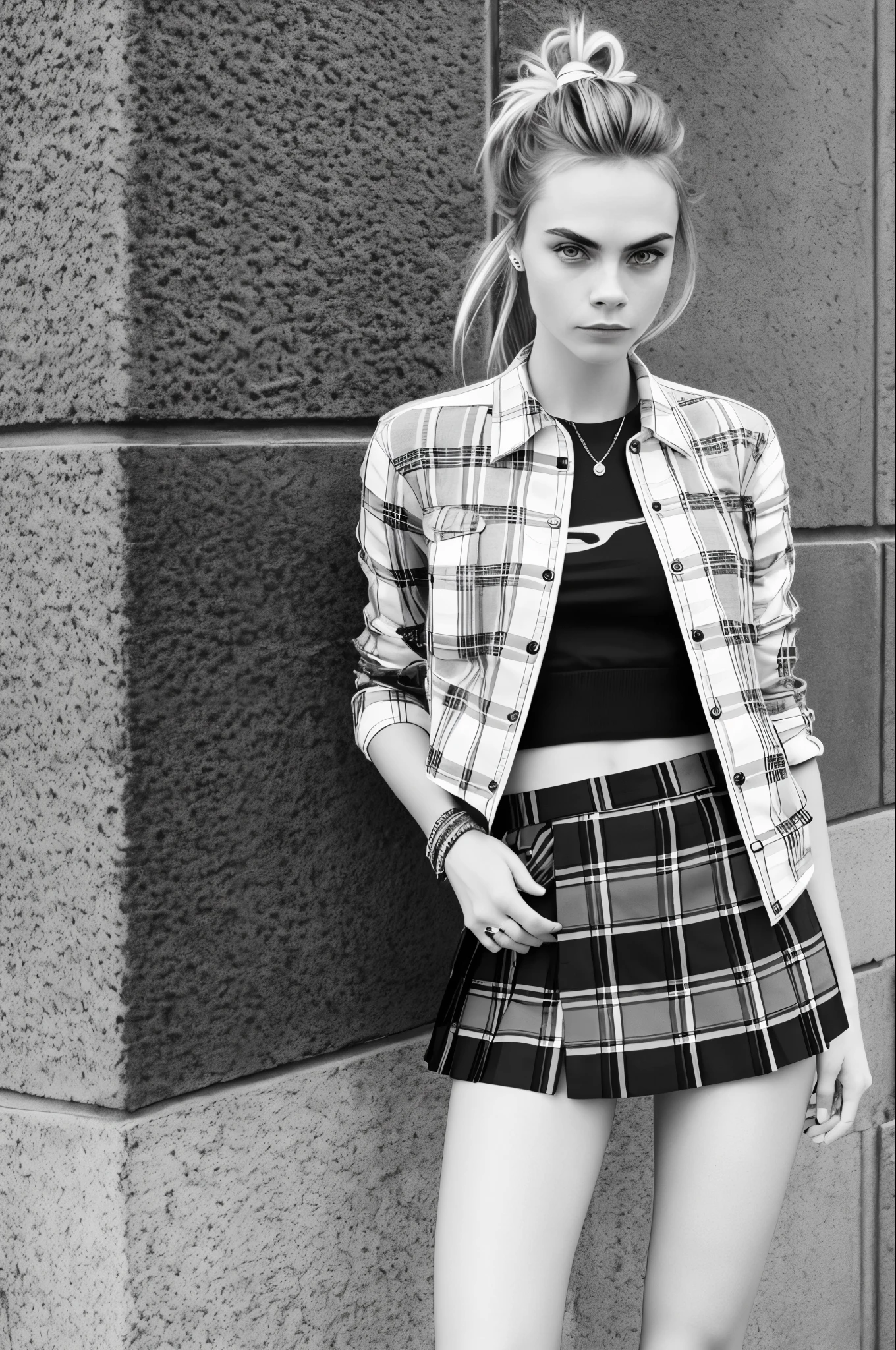 Blonde　Short Hair　Spiky Hair　Sukajan　Long skirt　Yankee　Skinny　Ugly