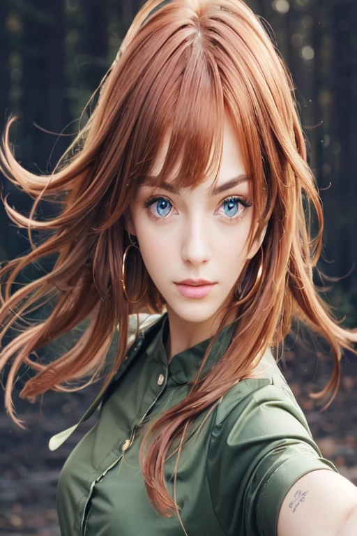 woman, red hair, green eyes