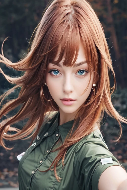 woman, red hair, green eyes