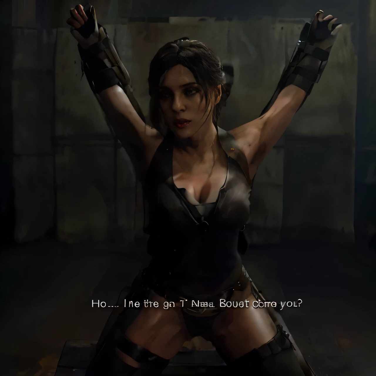 ((top-quality、8K、​masterpiece:1.3) high-res. view from behind. Lara Croft and her boyfriend are embracing each other.  She is Wearing a short skirt. Beautiful face. Perfect anatomy. Arms by her side. Heavy bosom G cup size. Greatly augmented bosom. Huge Nipples. Her boyfriend, lifts up  the back of her skirt. Greatly augmented buttocks. Creating the illusion of a wide, mile deep butt crack?. Screaming Open mouthed. Standing with her legs together and boyfriend behind her. Bent over, facing the viewer pushing her pussy firmly, back onto her boyfriends erect penis, behind her. Equal size bosom. ((Full body shot))