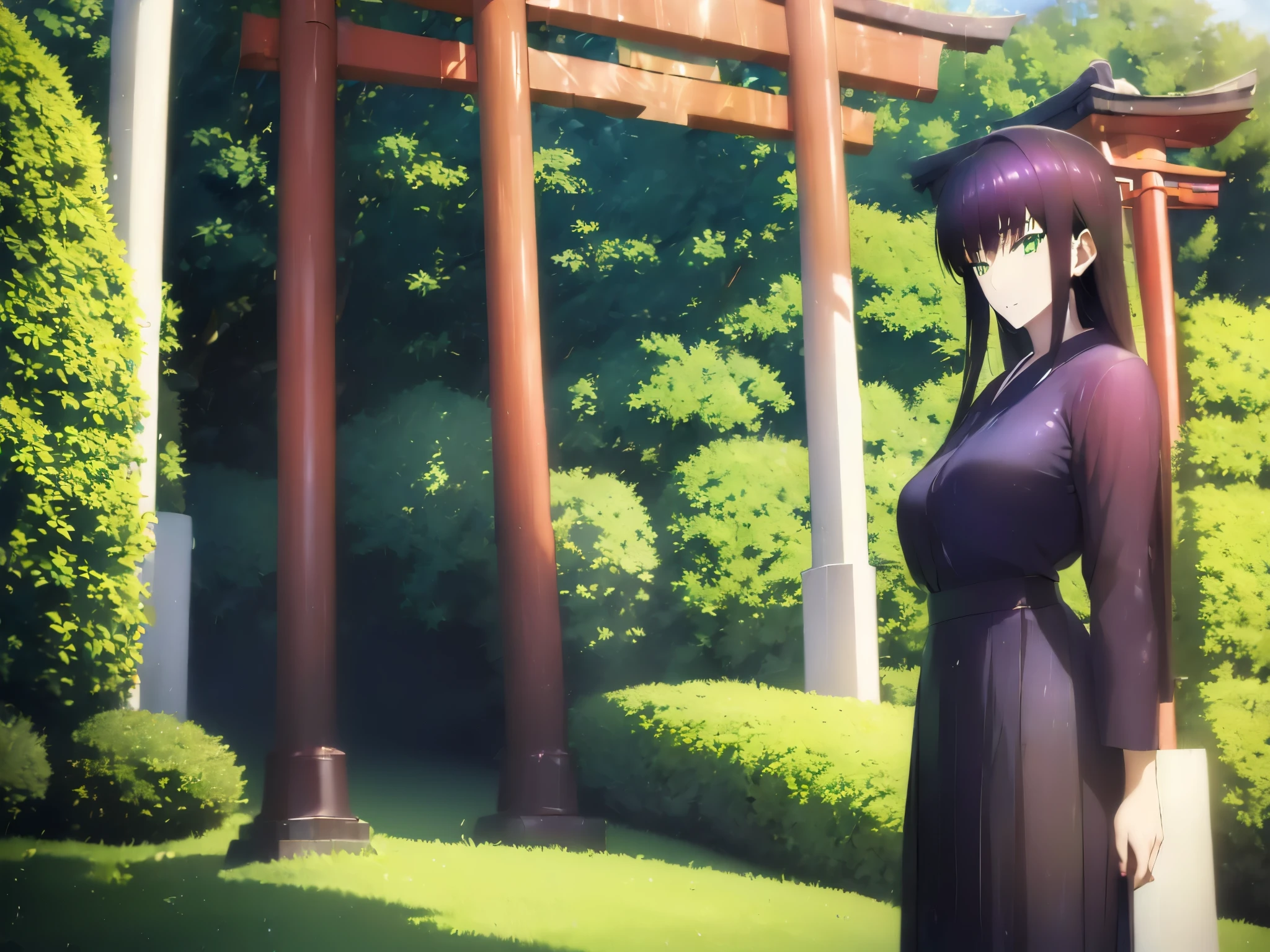 shrine maidenの服を着た女の子,mystical,Red and white kimono,((shrine maiden))),(((shrines))),(((torii gate))),(((shrine maiden服))),Vermilion Hakama,shrine maiden服を着た女の子,Connect UHD and 8K, 長い赤紫髪と緑の目をしたan anime girl,anime moe art style, 若いan anime girlの接写, Smooth Anime CG Art,beautiful anime high school girl, anime moe art style, a hyperrealistic schoolgirl, Seductive Anime Girl, an anime girl, 魅力的なan anime girl, a hyperrealistic schoolgirl, Anime Girl,8K UHD, hight resolution,Very detailed CG, High quality shadows, Detail Beautiful delicate face, ディテール美しいDelicat eyes,BREAK(Very detailed 8k wallpaper),(Highly detailed CG 8K wallpaper),Makima (chain saw man),Sukasaha (Fate/grand order),Shimohira Reihua ,Hi-Res,Very delicate and beautiful CG illustration,top-quality,Realistic skin feeling,Realistic fabric,Realistic texture,(((masutepiece))), (((Best Quality))),8K,32K,masterpiece,beautiful alluring anime woman,ultra-definition,ultra-detailliert,hight resolution,a hyperrealistic schoolgirl,masuter piece, Best Quality, High quality, High Definition, high quality texture, high quality shadow, high detailing,finely detail,1girl in,High school students,Solo,Soio,Only one person,Alone,One Person,Mature atmosphere,neat and long legs,Beautiful udder,beautiful thigh,toned legs,Footboard beauty,big breasts thin waist,mature body girl,Reddish-purple hair,Reddish-purple hair,Purple hair,cassis colored hair,silky and smooth hair,Colorful hair,Straight hair,Smile,Smiling happily,lively expression,Cute smile,Cool Beauty,Beautuful Women,Neat face, Beautiful realism,Seductive look,Bewitching look,serene expressions,beautiful hairl,A slight smil,Colorful eyes,green colored eyes,Jade-colored eyes,beautidful eyes,Bright eye,Delicat eyes,Eyes Like Gems,Jade Eyes,Hanging eyes,(((Green eyes:1.5))),Seductive face,8 Head Body,stature:171cm,彼女は首にNecklace身に着けています,Necklace,bead necklace,magatama accessories,A slight smil,Seductive face,Model photo, high detailing, Modern, romanticism, Realism, Hyper-Realism, Cinematic lighting, Ray tracing, Fujicolor, (((cowboy shot))), 8K, Super Detail, ccurate, Best Quality, 16 K, Super Detail,is standing,outside of house,Winter sky,blue-sky,