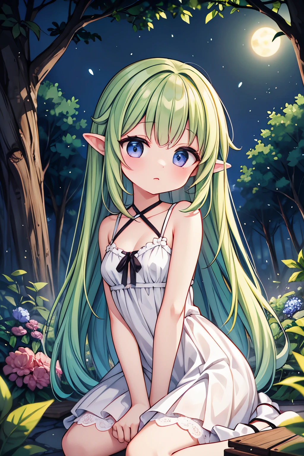 wise dryad in the night forest