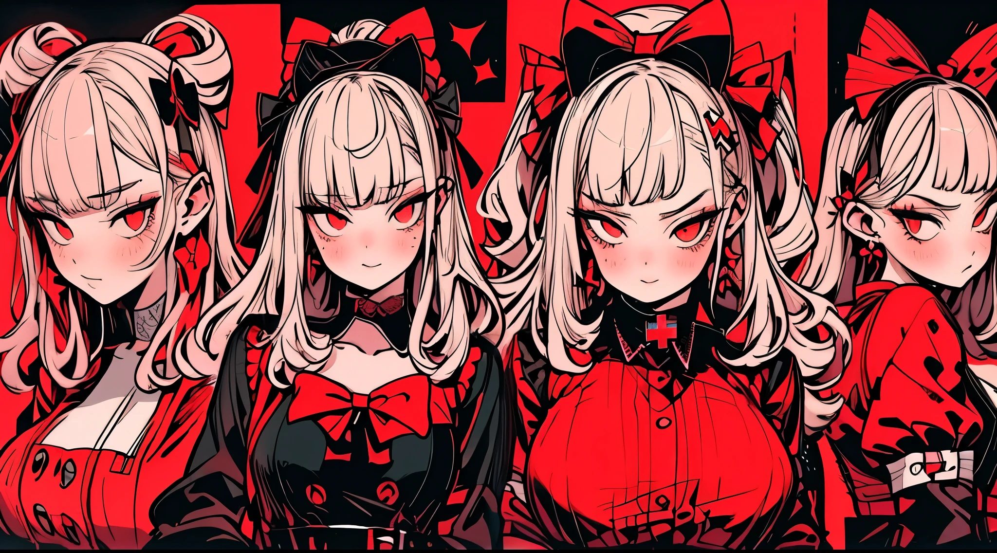 ta prostitute,Gorgeous dress,mitts,curlies,very intricate,Exquisite,shift dresses,Bow knot,frilld,ribbon,bandagens,Nurse style,Huge syringe,pill,Red Cross,Y2K,E-girls,Unilateral eye patch,Love decoration,subculture,Sick,bloods,laughingly,Avant-garde and innovative clothing design