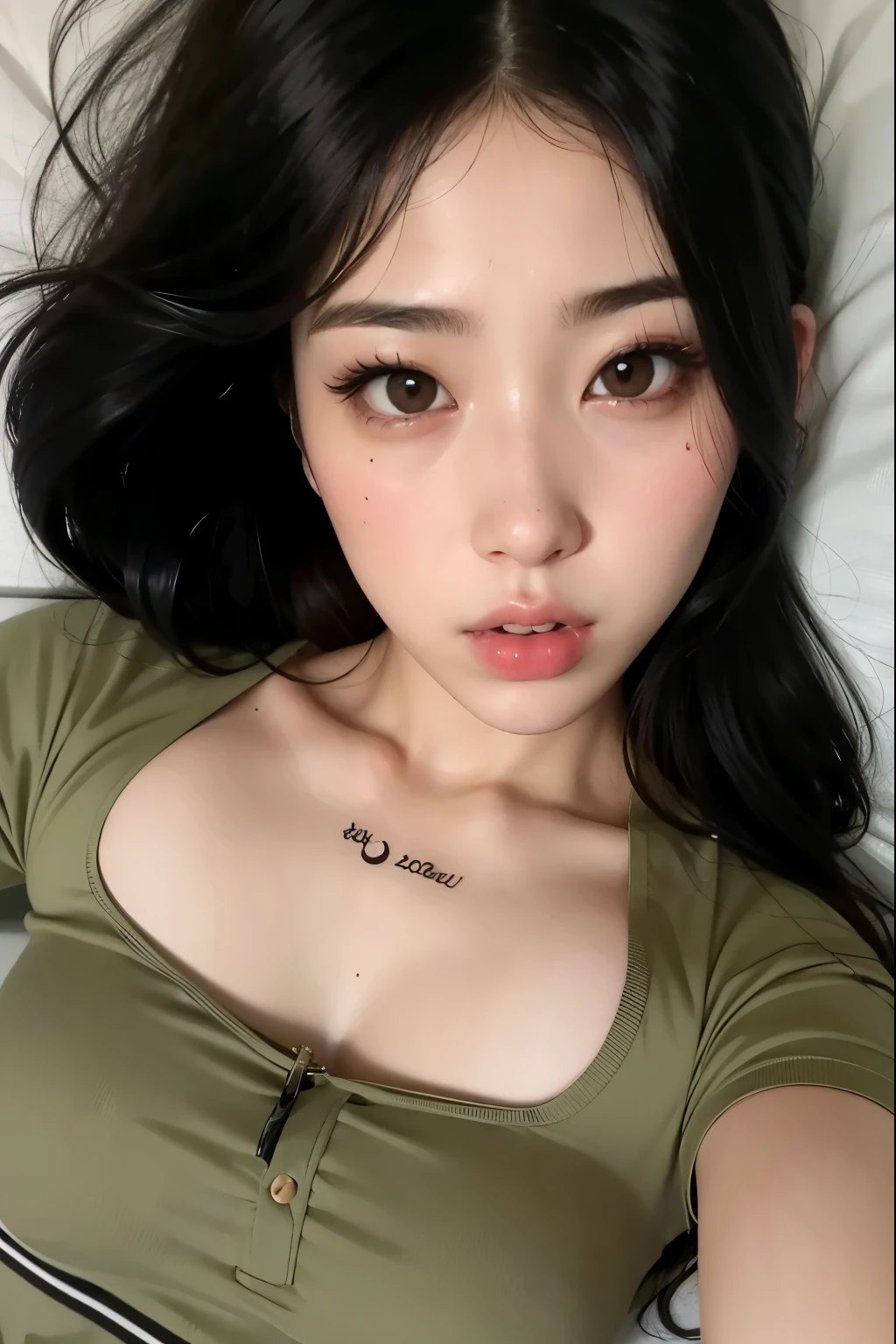 um close up de uma mulher com uma tatuagem no peito, coreana, linda mulher coreana jovem, Mulher sul-coreana bonita, dilraba dilmurat, mulher coreana jovem bonita, Beautiful Asian girl, 🤤 retrato da menina look at the camera, Ulzzang, menina bonit-cara, Jinyoung Canela, Modelo IG | Artgerm