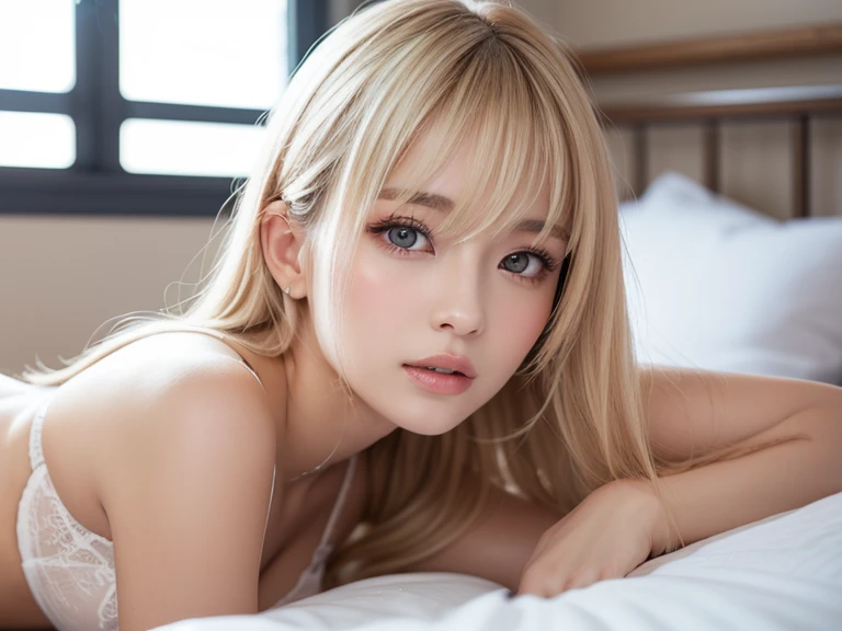 Bright expression、Photorealism,Anime Style、highest quality、超A high resolution、picture、Photos of the most beautiful Scandinavian anorexic girls、A cute and beautiful face down to the last detail、Small Face、(Purelos Face_v1:0.008)、Beautiful Bangs,、Completely naked,Glowing White Skin、Thin and slender body,Small Tits(A Cup),ponytail、Bangs on the face、Hair between the eyes、Super long hair、Glamorous light platinum blonde super long silky hair、Beautiful bright transparent light blue big eyes that are charming and shining、double eyelid、eyeliner,Completely naked,Thin legs,Spread your legs,I take a shower,