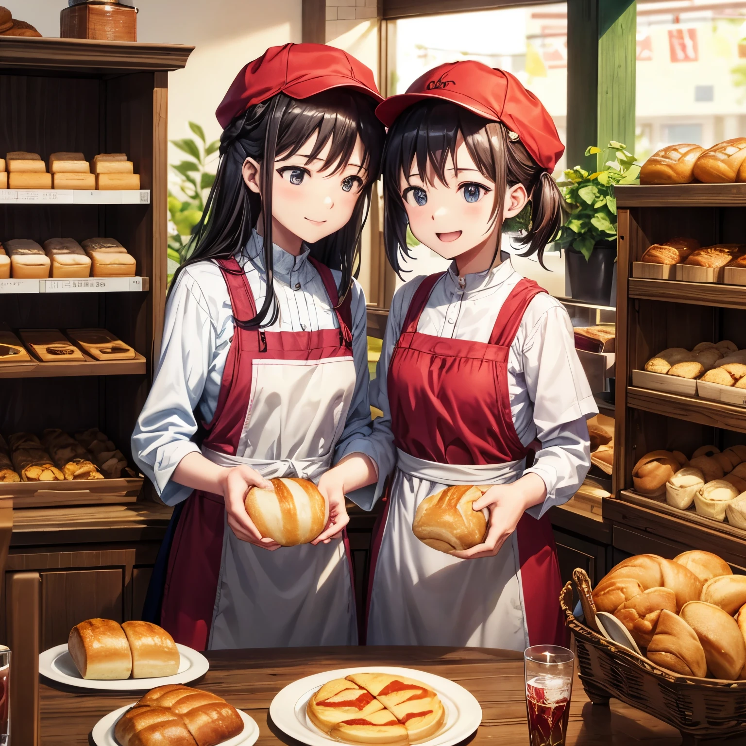 A colorful morning meeting customers、A variety of unique customers came to the bakery.。small children pointing「dies、is it delicious?」I asked、The older sister smiled kindly、「Sure、Try it!!」I replied。
An old couple came holding hands、Make your nostalgic memories bloom。Grandma「former times、I was baking bread that smelled like this.」He said.、The old man is listening to this with a smile on his face.。
the city's artists、I went there in search of delicious bread.。He「diesはまさに芸術だね。」While saying、place a special order、Added a nice artistic atmosphere to the store。
Meetings are sometimes awkward、It was fun sometimes、Each customer brought smiles and excitement to the bakery.。The store is filled with joy and warmth.、The older sister was deeply grateful to have been able to share such a happy moment with her.。red hat black hair
