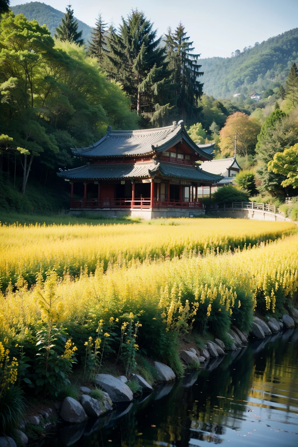 On a distant hillside,A little golden,Nestled among green mountains and green waters,Take a closer look,Continuous rapeseed flowers,The eye-catching golden color!sometimes green hillrom time to time, the unique Huizhou style buildings with white walls and black tiles appear alternately in front of you.,It’s like being in a traditional Chinese ink painting。