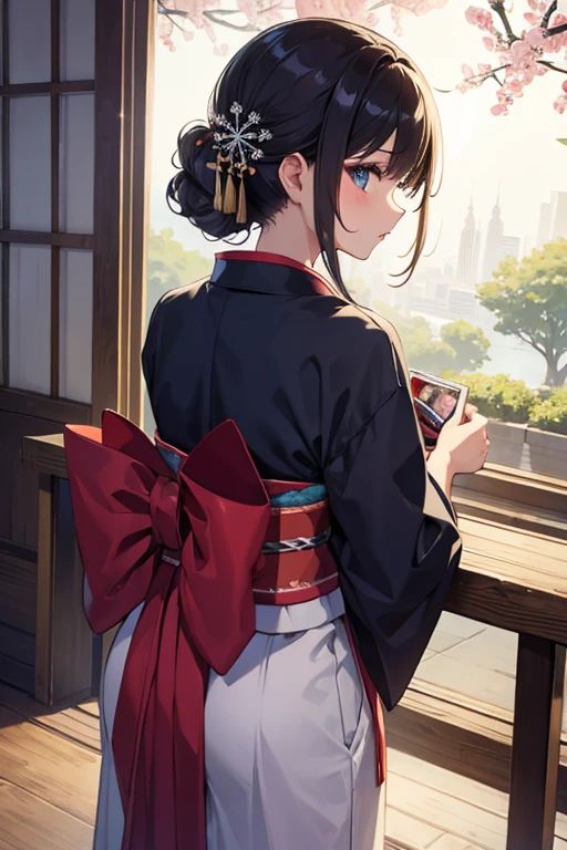 Beautuful Women、New Year、furisode、facing back