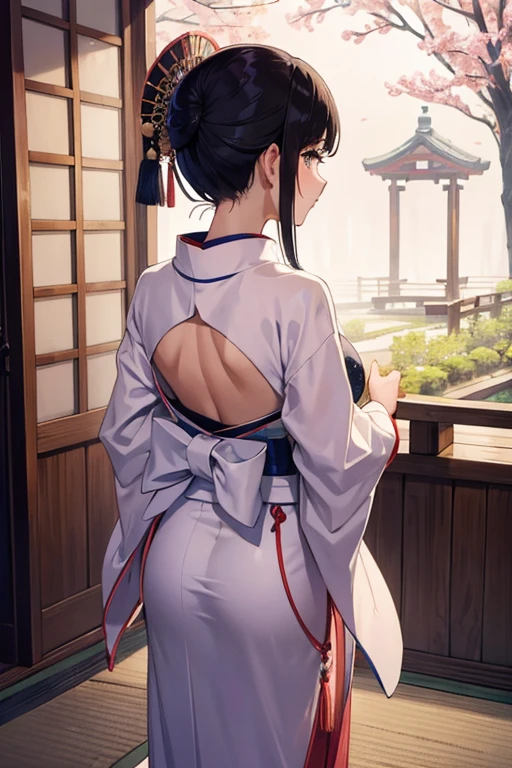 Beautuful Women、New Year、furisode、Rear view