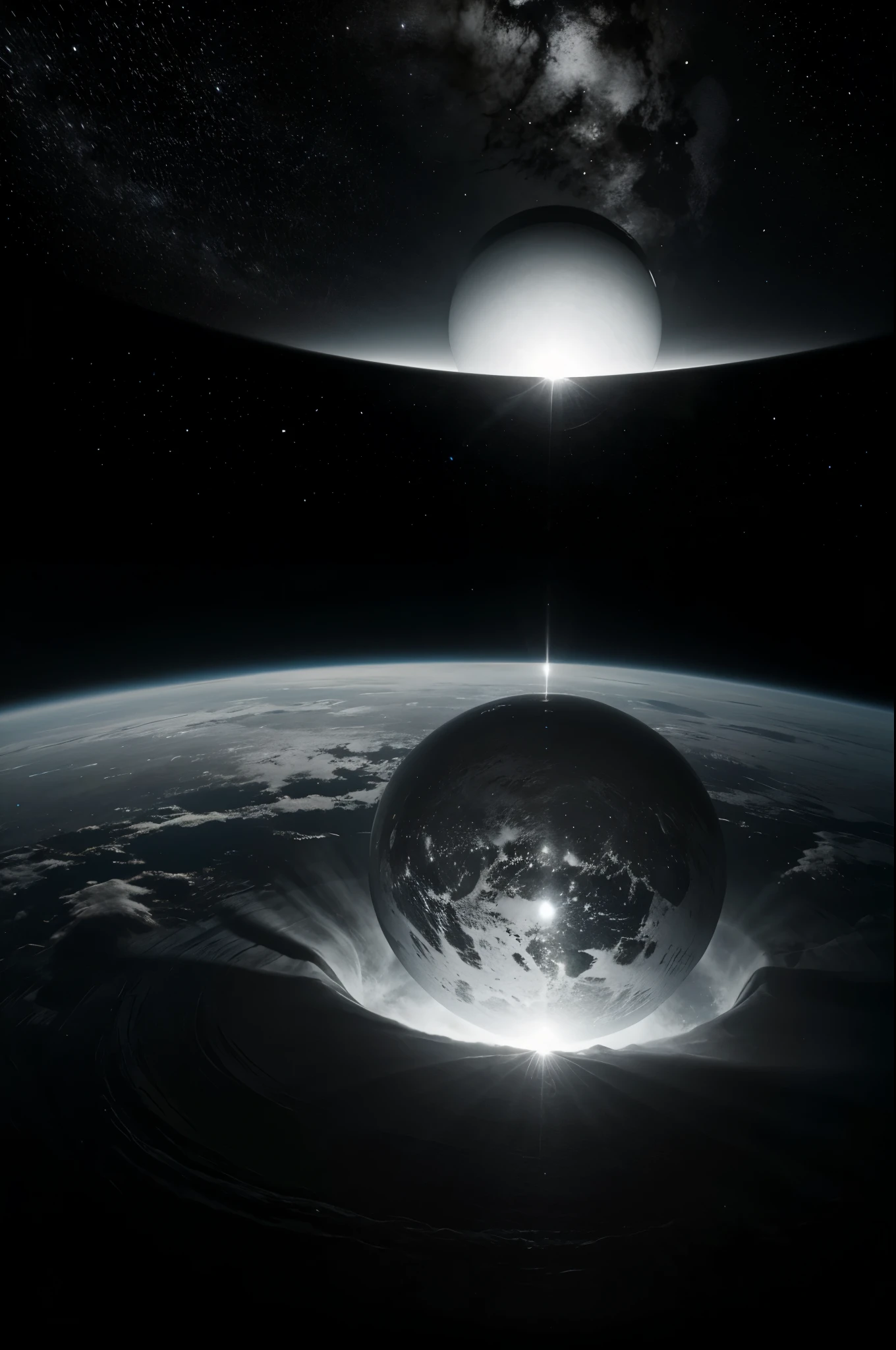 La planète Terre vue de l'espace et photographiée en noir et blanc