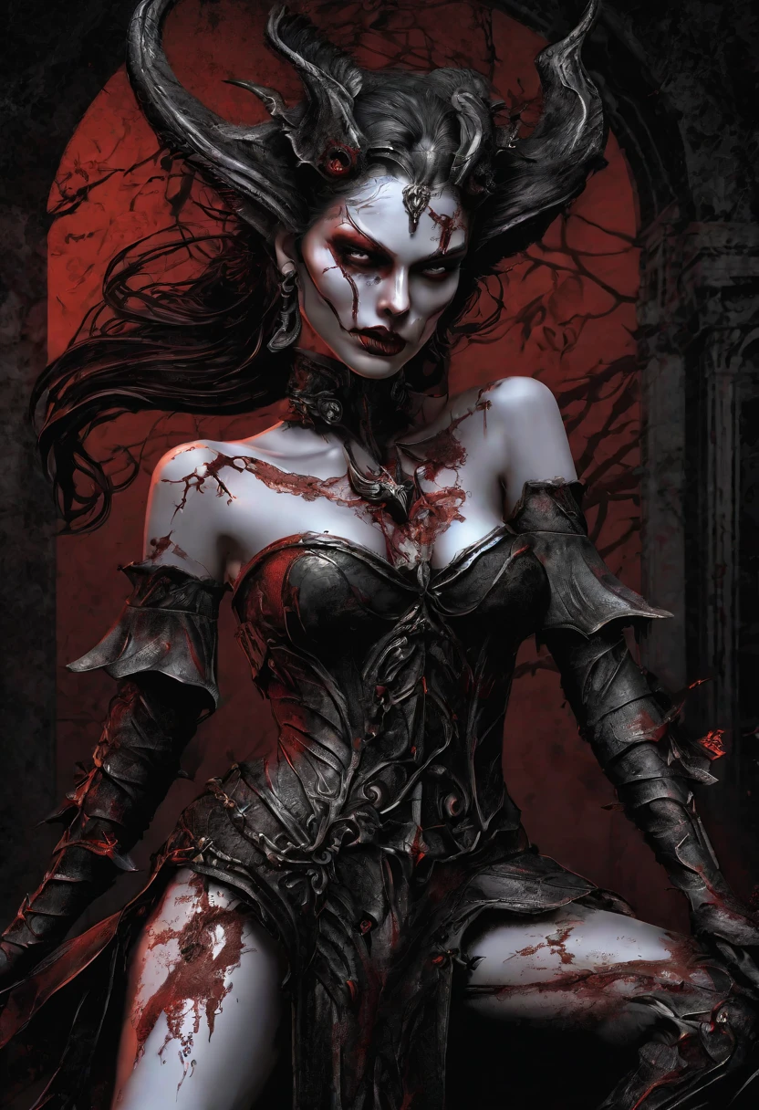 Sexy seductive death, undead head, seductive pose