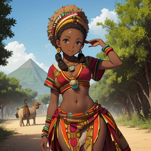 a tribal woman, full figure character design