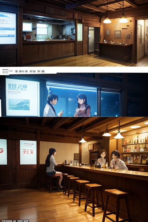 Character sitting at bar in dark room, 坐at a bar里, 坐at a bar里, Screenshot of the 2012 animation, TV animation stills, screenshot from the anime film, in the anime film, Still from anime, Medium shot of two characters, at a bar, anime movie screenshot, Today’s recommended anime is still