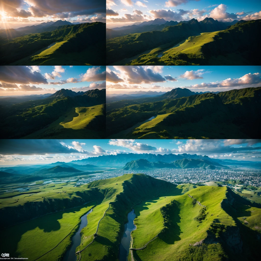 (masutepiece, Best Quality:1.2), (masutepiece, Best Quality:1.2), landscape, aerial photograph, Tropical mountains々, landscape indigo accent, mythology, Cinematic,Detailed, Atmospheric,back lighting,epicd, Cinematic, Compect Art, matte painting, Beautiful scenery, Realistic lighting, masutepiece, High quality, Beautiful graphics, high detailing, ultra Detailed, Cinematic lighting, nffsw, ilustration, --V6