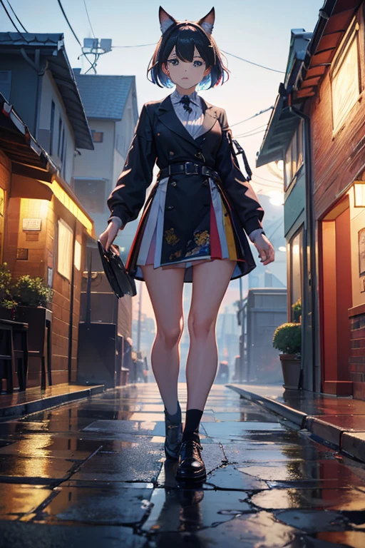 (best quality,4k,8k,highres,masterpiece:1.2),ultra-detailed,realistic,photorealistic:1.37, HDR,UHD,studio lighting,ultra-fine painting,sharp focus,physically-based rendering,extreme detail description,professional,vivid colors,bokeh,anime, scenery, anime style architecture, people walking on the street, colorful anime movie background.