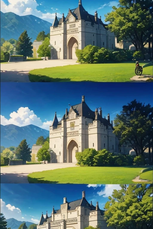 Scene with a horse and rider in front of the castle, black clover screenshot, screenshot from the anime film, Today’s recommended anime is still, castle scene manga, Screenshot of the 2012 animation, anime scene, TV animation stills, anime movie screenshot, Still from anime, boromir in an anime world, Opening scene, animation still frame
