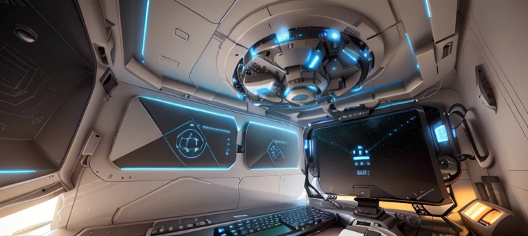 a close up of a computer screen with a drawing of a spaceship, detailed spaceship interior, ambient occlusion:3, strong ambient occlusion, ambient occlusion render, an ambient occlusion render, ambient occlusion, spaceship interior, ambient oclusion, ultra ambient occlusion, ambient reflective occlusion, space station interior, chiaroscuro, 135mm, high detail, modern, UHD, 4K