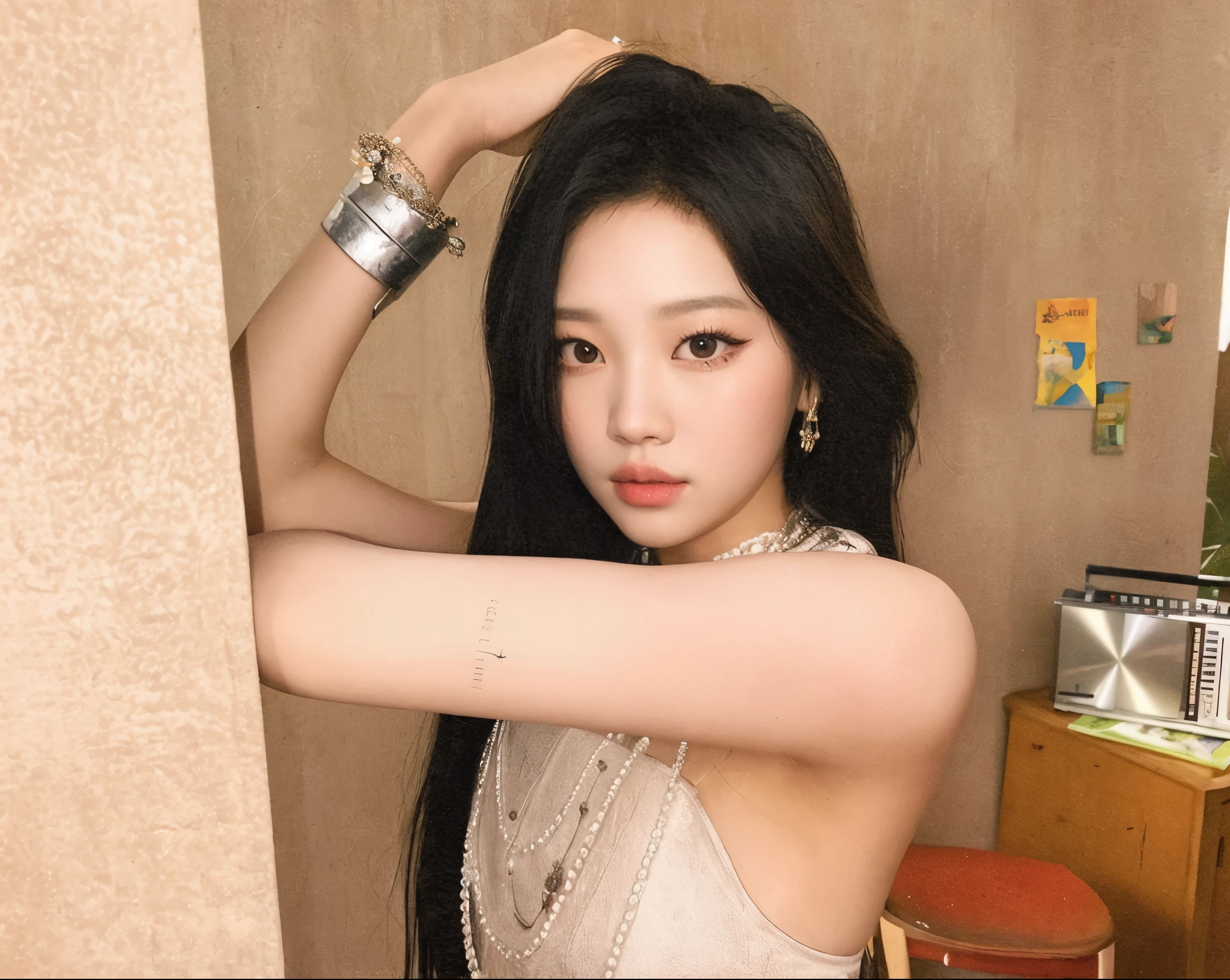 There is a woman who is posing for a photo in a room, Jinyoung Canela, portrait of jossi do blackpink, jennie blackpink, Jaeyeon Nam, Heonhwa Choe, jossi do blackpink, Portrait of female Korean idol, tzuyu de duas vezes, TaeJune Kim, Gongbi, Parque Roseanne do Blackpink, Lee Ji - Eun