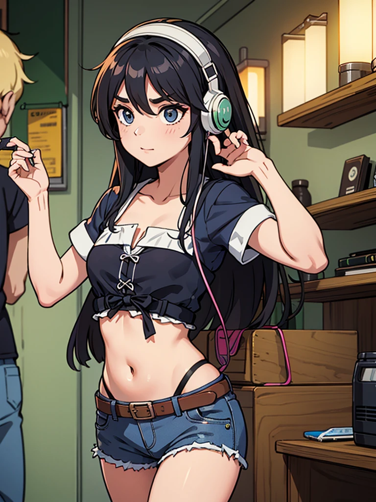garota de cabelo ruivo com fones