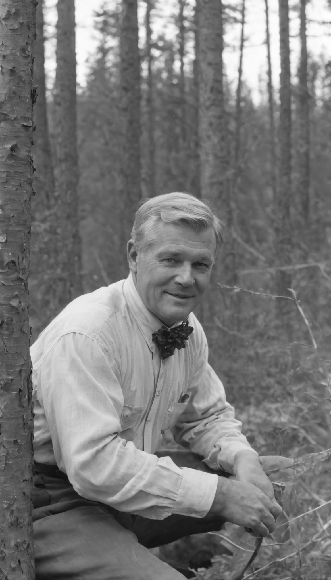 Black and white (Person) 1800s; Baron Bjørn Johnson presides over the rugged coastal territory of Manistee County from his formidable stronghold Pine Hill Fortress, constructed inland atop a bluff 20 miles up the Manistee River. As the fifth son of a Norwegian timber baron, Johnson left the family's Atlantic merchant fleet in search of forests ripe for harvest in the Michigan territory.
After securing harvest rights from Ottawa bands and financing sawmills along Lake Michigan's fertile shores, vast fortunes flowed back to Baron Johnson’s Norwegian dynasty as virgin white pines were stripped and shipped east to build the growing kingdom. But seeing soil erosion and flooding resulting from clear-cutting practices, Johnson mandated sustainable harvesting techniques be adopted across his timber leasehold.
Now entering his 60s, Baron Johnson focuses on research and conservation efforts from his fortified timber lodge. He works closely with local bands and fur traders to map inland ecosystems, document wildlife patterns, and assess best practices balancing commerce and stewardship. Still unmarried, his heirs remain brothers overseas uninterested participating directly in frontier affairs.