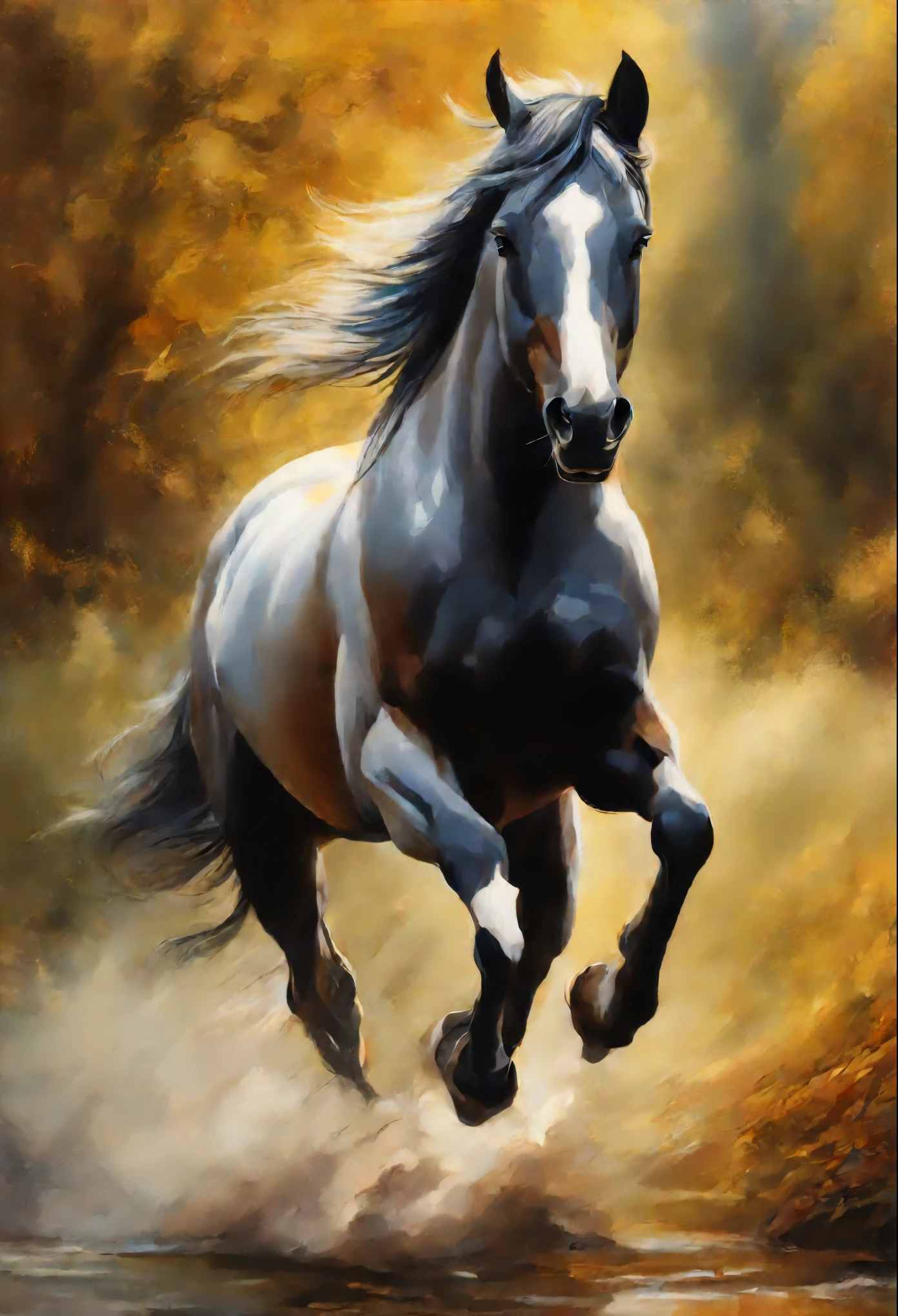 Painting of a huge морской черепахой, Running with the wind, gorgeous digital painting, airbrush digital oil painting, beautiful digital painting, inspired by John Frederick Herring, Senior., inspired by John Frederick Herring, Jr., Stunning digital painting, a beautiful horse, Beautiful serene horse, Digital painting in HD format, high quality digital painting, Flowing mane, Epic oil painting, Beautiful picture of high