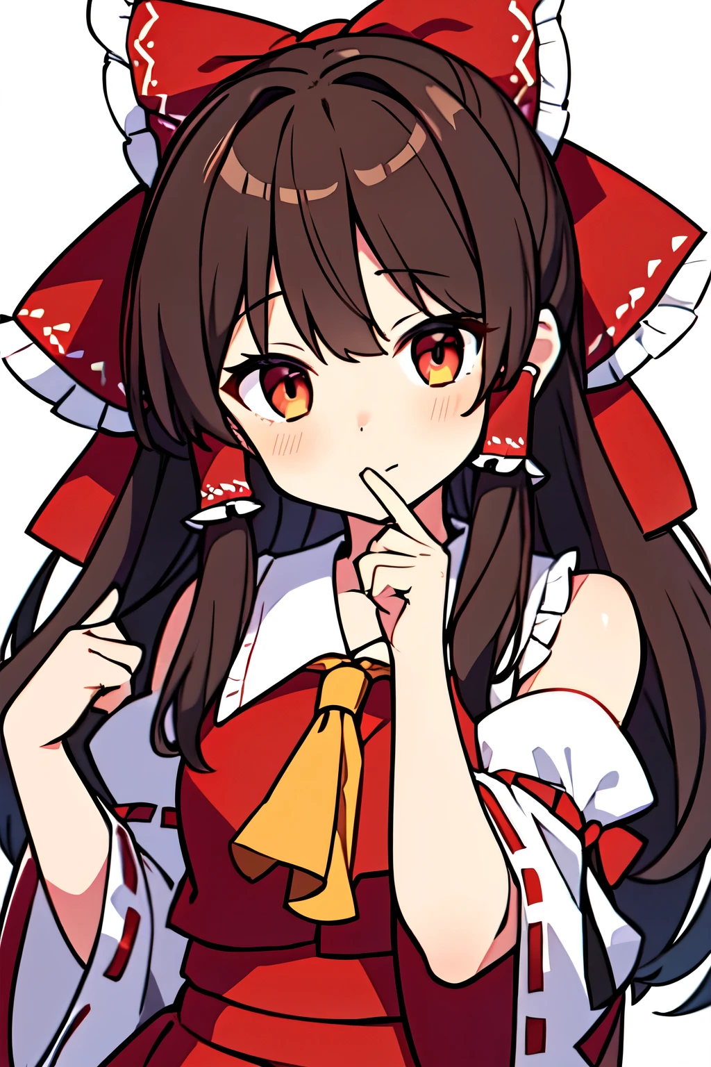 detailed background, masterpiece, best quality, 1girl, hakurei reimu, brown hair, hair tubes, hair ribbon, brown eyes, touhou project