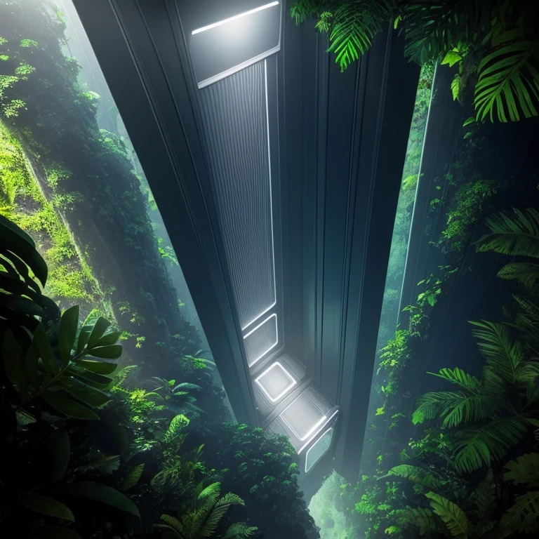 Super advanced elevator in the year 2150 in the middle of the Amazon jungle